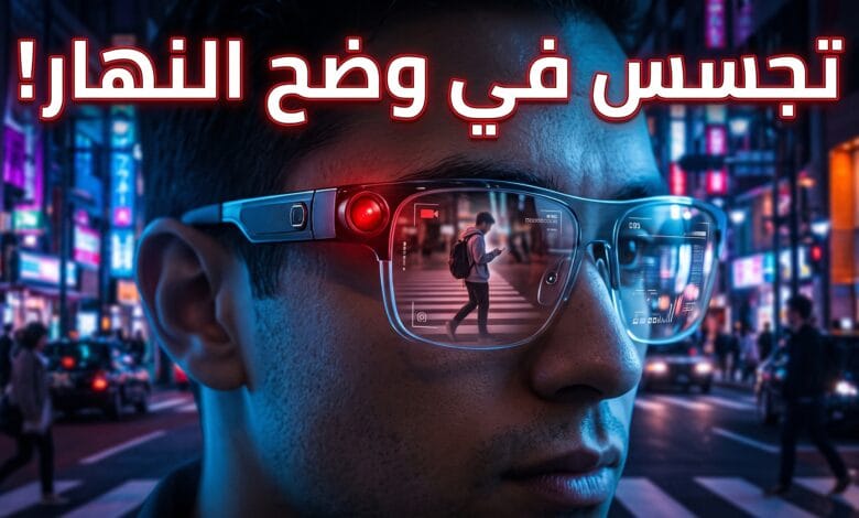 شخص يرتدي نظارة ذكية مزودة بكاميرا خفية لتصوير المارة في الشارع