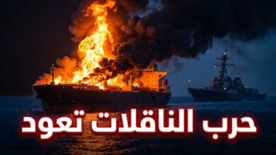 ناقلة نفط تحترق وسط تصاعد التوتر بين الولايات المتحدة وإيران في مياه الخليج