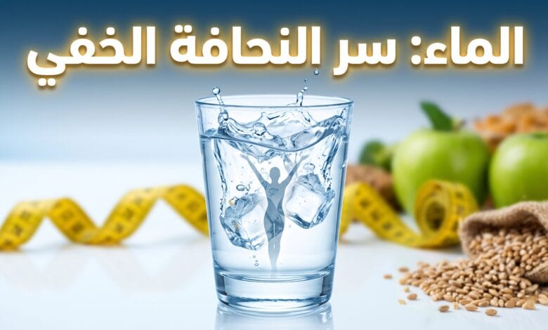 كأس ماء شفاف يرمز لسر خسارة الوزن قبل الحمية